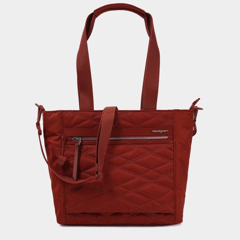 Hedgren Zoe Medium Rfid Tote Tassen Dames Rood Bruin | OUW6475WE